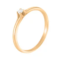 Кольцо помолвочное в красном золоте с бриллиантом